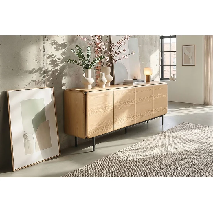 KAWOLA Sideboard AVRIL 4 Türen Eiche braun 87 x 40 x 181 cm – Bild 1