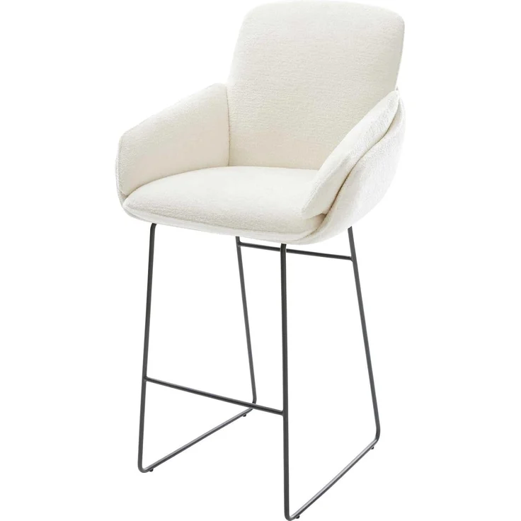 Barstuhl Luan-Flex Bouclé Soft Beige Kufengestell Metall Schwarz – Bild 1