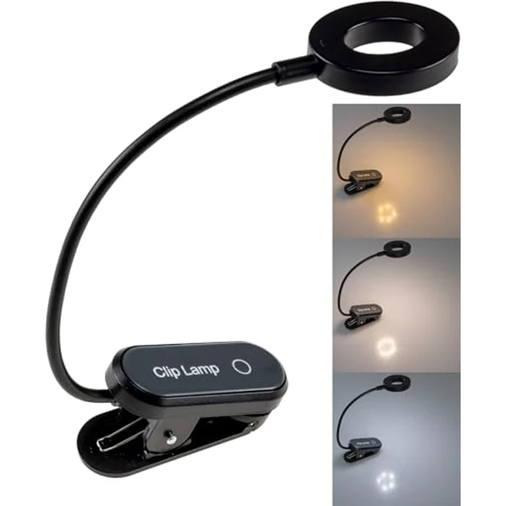 LED Akku-Leseleuchte / Klemmleuchte 18cm Schwanenhals, dimmbar, 25lm – Bild 1