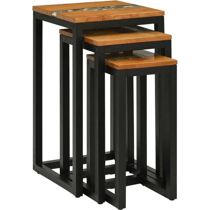 vidaXL Nestingtisch WEERT 3 stk. 39 x 39 x 71 cm Massives Teakholz 42015919 – Bild 2
