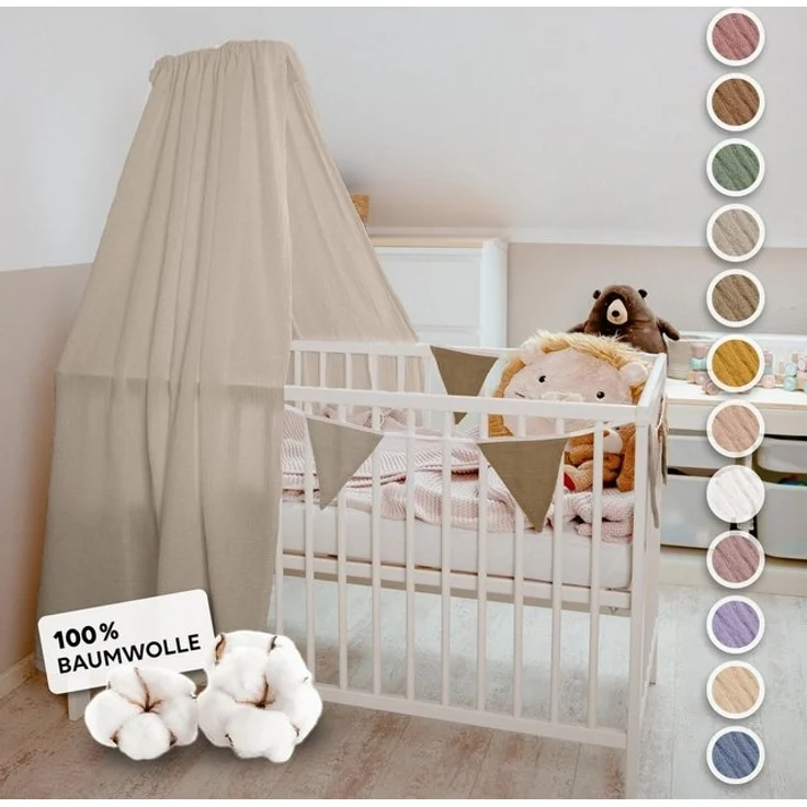 lilimaus Betthimmel Handgefertigter Musselin Betthimmel aus 100% Baumwolle für Babybett, Stoffhimmel für Babybett-Deko im Kinderzimmer und Spielzimmer – Bild 4