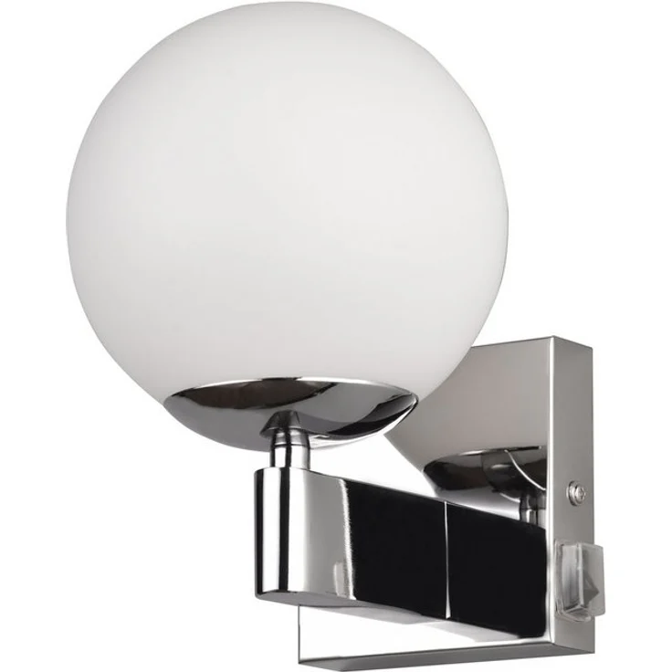 TRIO Leuchten Wandleuchte KULA, Badezimmer Wandlampe, exkl. 1x E14 max 10W, mit Schalter, IP44, Ein-/Ausschalter, Leuchtmittel wechselbar, warmweiß - kaltweiß, Badlampe, Badleuchte mit Glasschirm Ø 14cm, chromfarbig, Kippschalter – Bild 4