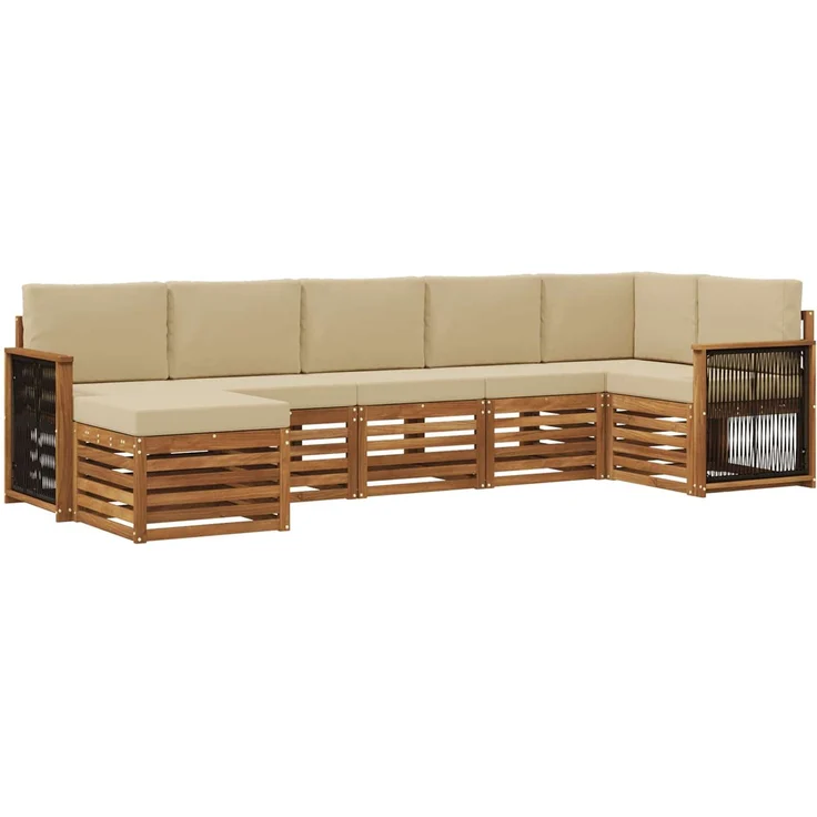 vidaXL Outdoor-Sofagarnitur 7 stk. 6-Sitzer Natur und Beige 3384624 – Bild 2