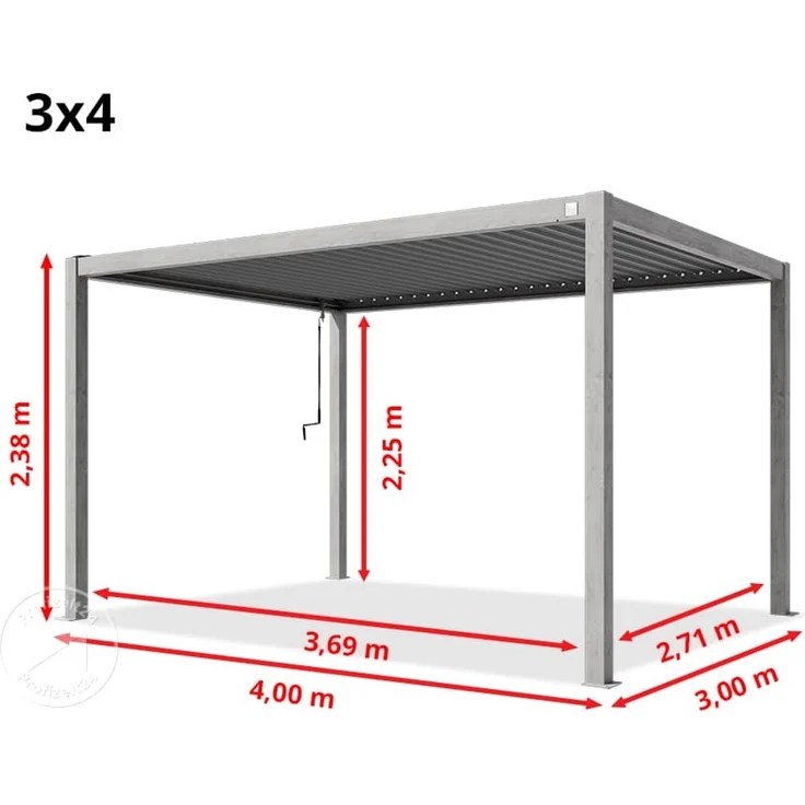 PRIMEYARD Pergola, Aluminium / Stahl braun, 3x4 m – Bild 10