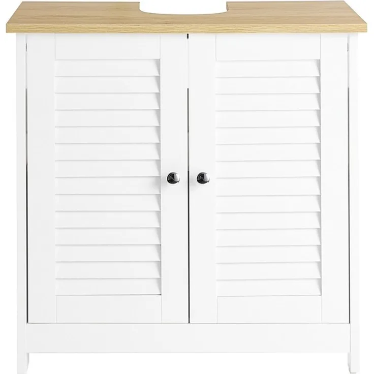 SoBuy FRG237-WN Waschbeckenunterschrank, MDF, Lackiert, Weiß, 60 x 59 x 35 cm