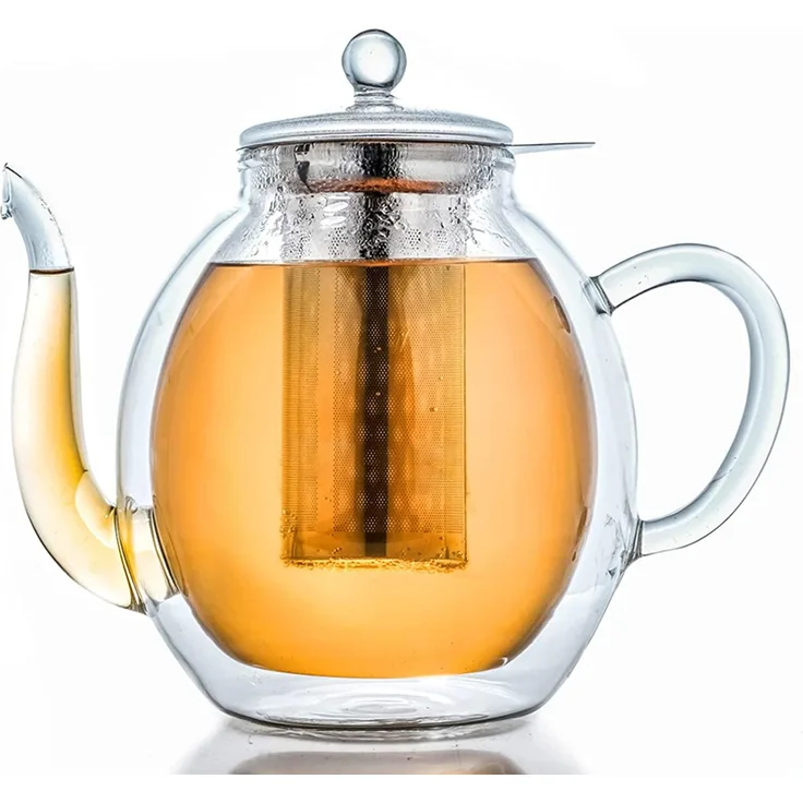 Creano Isolierkanne, doppelwandig, 1,4 Liter, Borosilikatglas