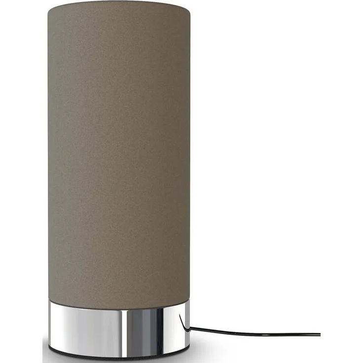 B.K.Licht Tischleuchte Tischlampe Stoff dimmbar E14 Chrom Taupe - BKL1438, ohne Leuchtmittel, Warmweiß / Neutralweiß / Kaltweiß - Abhängig vom Leuchtmittel, Touchfunktion Nachttischlampe Wohnzimmer Schlafzimmer