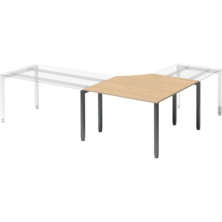BISLEY Cito Verkettungsplatte, 740 mm höhenfixes U-Gestell, 5-Eck H 19 x B 1200/1200 x T 800 mm, Metall, Mp396 Dekor Ahorn, Gestell Anthrazitgrau, 80 x 122 x 74 cm