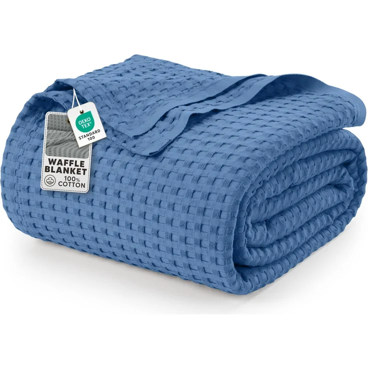 Utopia Bedding Baumwoll Waffeldecke 300 GSM (Wedgewood - 228 x 228 cm), weiche, leichte, atmungsaktive Bettdecke für alle Jahreszeiten
