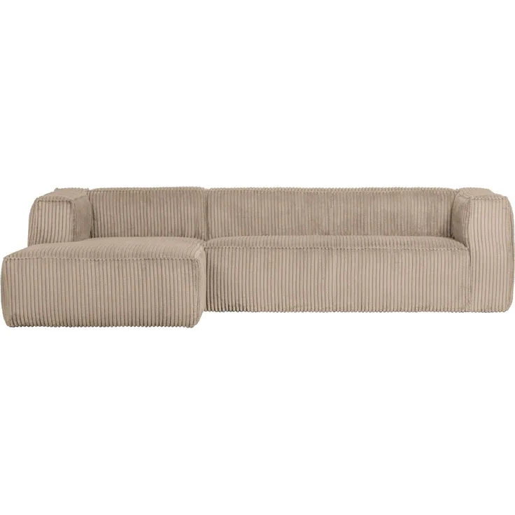Ecksofa Bean mit Cordbezug, links Sand