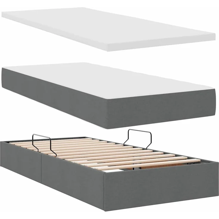 vidaXL LED-Speicherbett mit Matratze Dunkelgrau 90 x 190 cm Stoff 3371239 – Bild 9