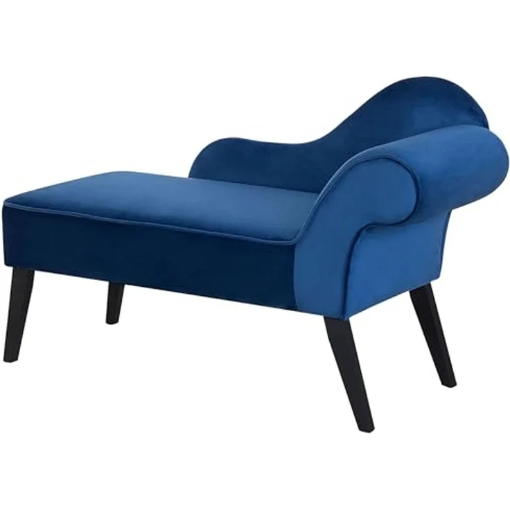 Chaiselongue Samtstoff kobaltblau rechtsseitig BIARRITZ – Bild 1