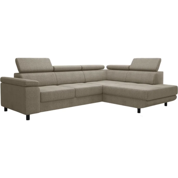 thematys Ecksofa LUNA L 250 x 183 cm, mit Schlaffunktion, mit Bettkasten, mit verstellbaren Kopfstützen, Beige (Monotlith 02), Ausrichtung Rechts – Bild 2