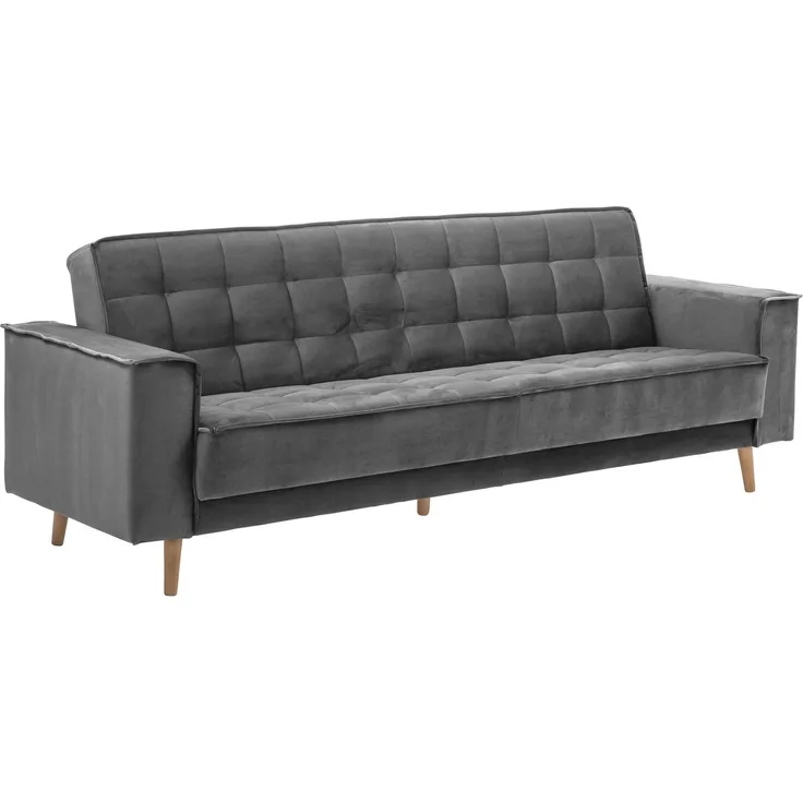 Sofa 3-Sitzer mit Bettfunktion Kavindra Samtvelours anthrazit