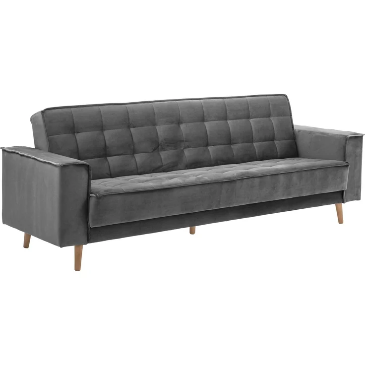 Sofa 3-Sitzer mit Bettfunktion Kavindra Samtvelours anthrazit – Bild 1
