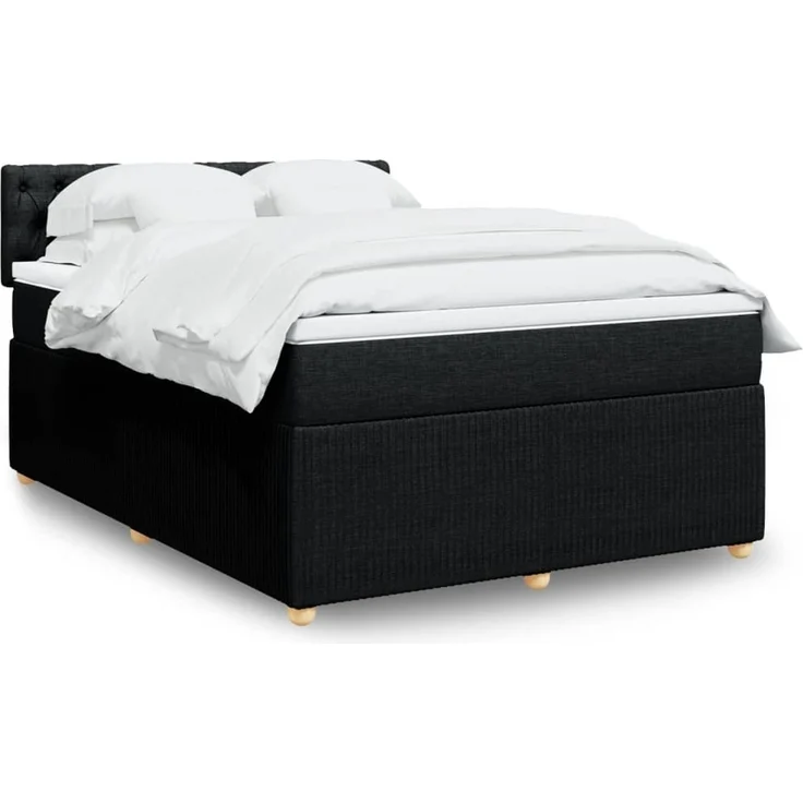 vidaXL Boxspringbett mit Matratze Schwarz 140x190 cm Stoff 3289760 – Bild 1