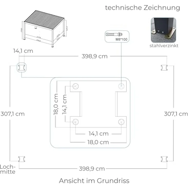 Osoltus E Bioclimatic Lamellen Pergola, elektrisch, Aluminium anthrazit, 4x3 m – Bild 4