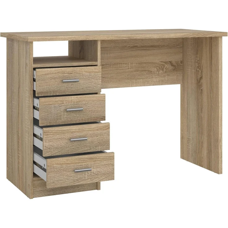 Dmora - Schreibtisch Rachel, Mehrzweckschreibtisch, B?rotisch f?r PC, Eckschreibtisch, 110x49 h76 cm, Eiche – Bild 7