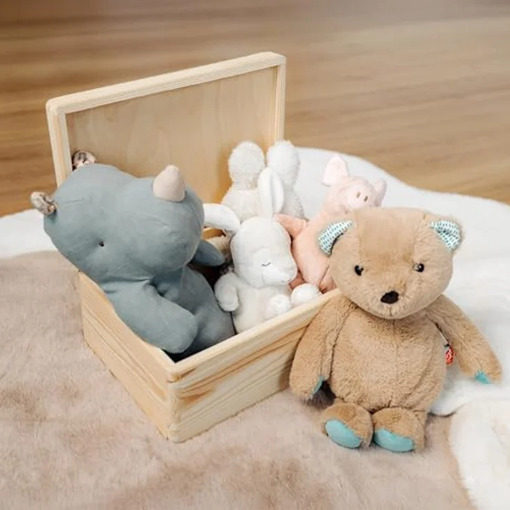 Creative Deco Holzkiste Holzkiste mit Deckel Erinnerungsbox Baby Groß Unlackiert, Unlackiert – Bild 5