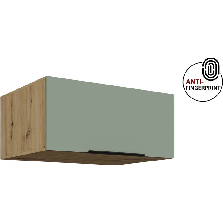 Küchen Aufsatzschrank 80 cm ARIA Aquamarin ultra matt + Eiche Artisan matt, hochwertige Fronten mit Anti Fingerprint Beschichtung Küchenzeile Küchenblock