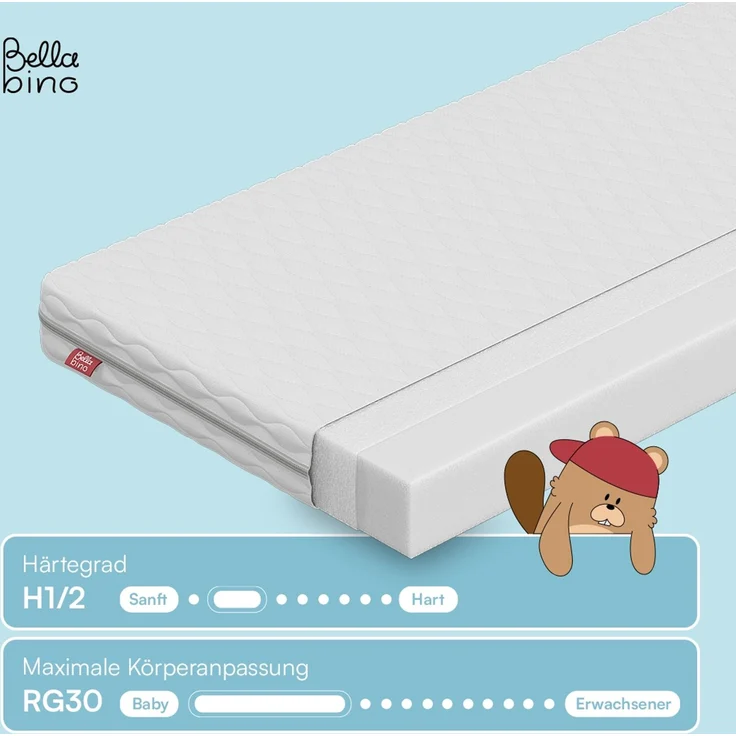 Bellabino 'Twist' Kindermatratze 90x190 cm, Höhe 11 cm, Härtegrad H2, Kaltschaummatratze, abnehmbarer Bezug – Bild 2