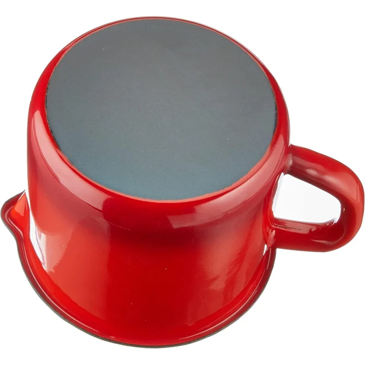 KRÜGER 1712RO Milchtopf mit Ausguss 1000 ml Rot-Grau mit Literskala, Stahlemaille – Bild 4