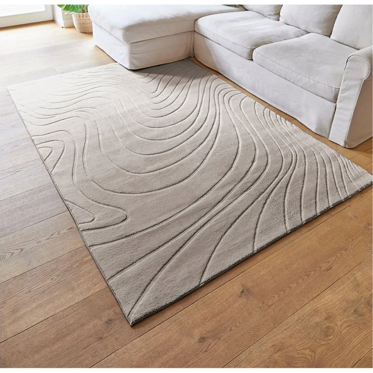 Andiamo Teppich Dale, rechteckig, Höhe: 10 mm, Uni Farben, Hoch-Tief-Struktur, Carving-Effekt, Wohnzimmer – Bild 1