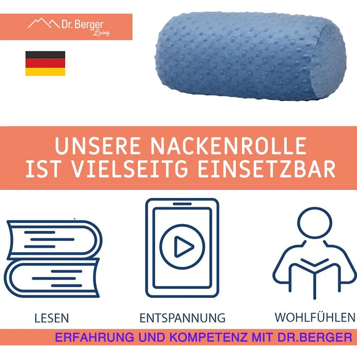 Dr. Berger Nackenrolle Minky Petrolblau 40 x 16 cm – Bild 3