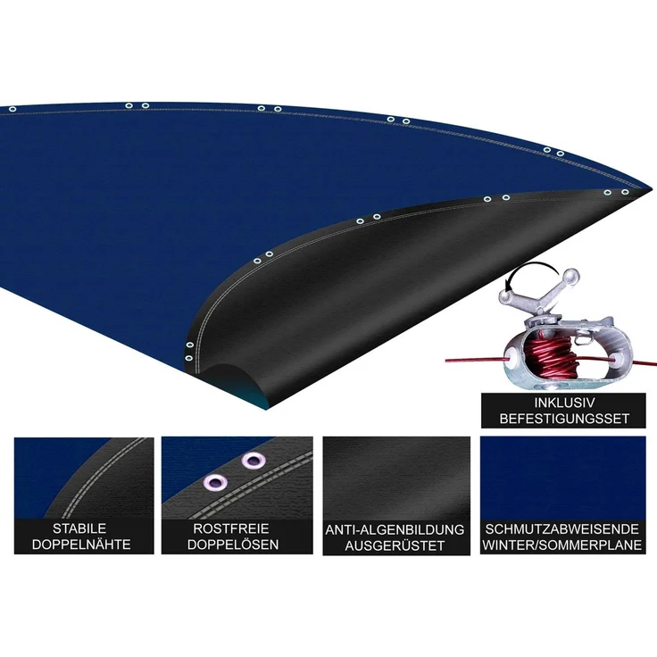 Quick Star Pool-Abdeckplane Rund 200g/m², Sommer & Winter Poolabdeckung, UV-Resistent – Bild 3