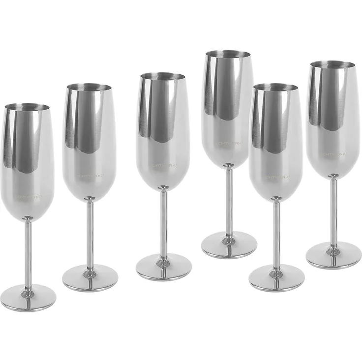 Echtwerk Sekt-/Champagnerkelch Set 6tlg aus Edelstahl Edelstahl