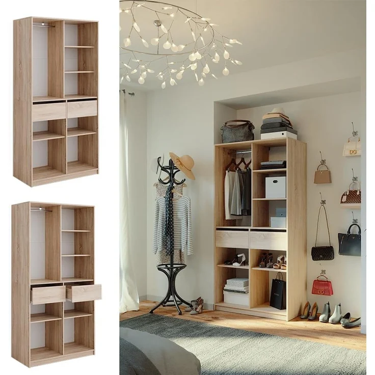 Kleiderschrank Elmo Sonoma 100 x 200 cm mit 2 Schubladen Vicco – Bild 4