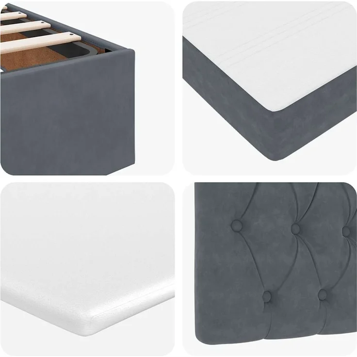vidaXL Ottoman-Bett mit Matratzen & LEDs Dunkelgrau 80x200 cm Samt 3314355 – Bild 11