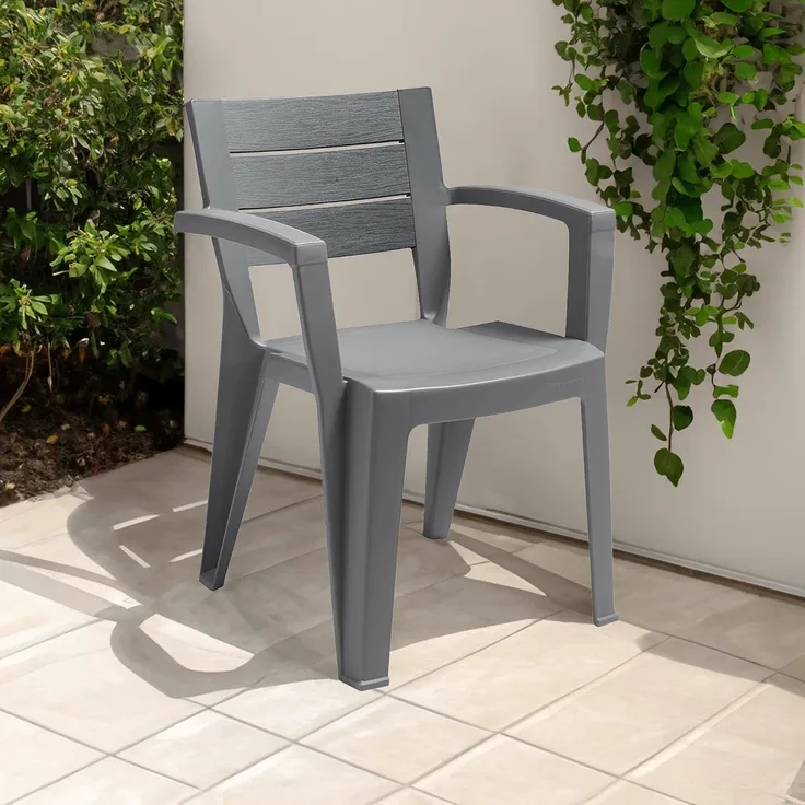 Dmora - Gartenstuhl Oberon, Gartensitz, Outdoor-Stuhl, Outdoor-Sessel, Made in Italy, 60x58 h79 cm, Grau