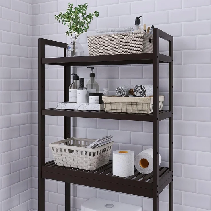 Toilettenregal Bambus Waschmaschinenregal 63x26x170cm Dunkelbraun – Bild 8
