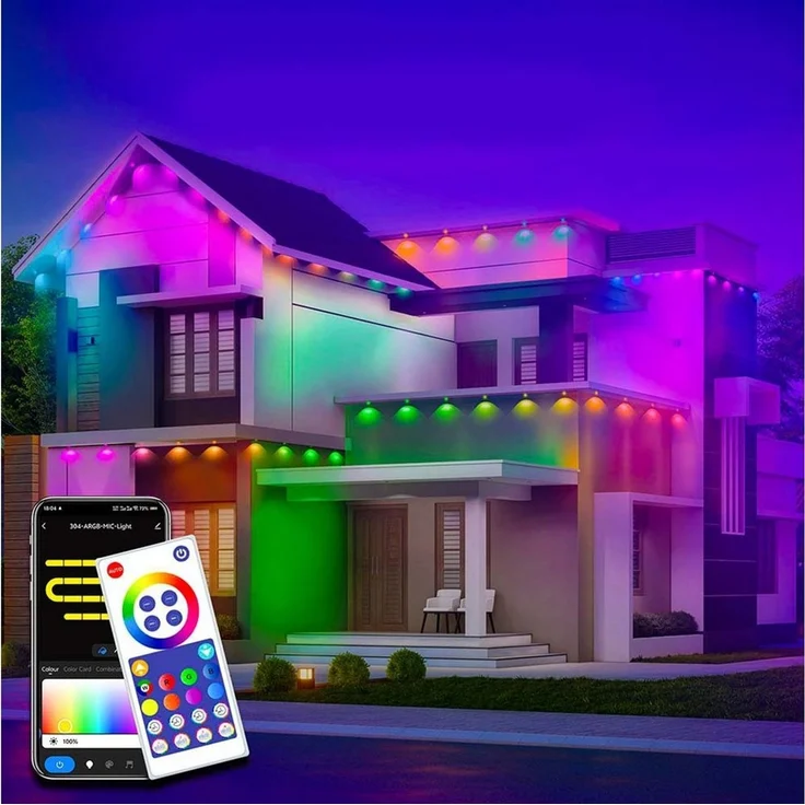 LMaxhome LED Stripe Außen permanent, RGBIC Dachbeleuchtung, WLAN, IP65, Musikmodus, Smart Außenbeleuchtung mit App, dimmbar, für Weihnachten & Halloween – Bild 4