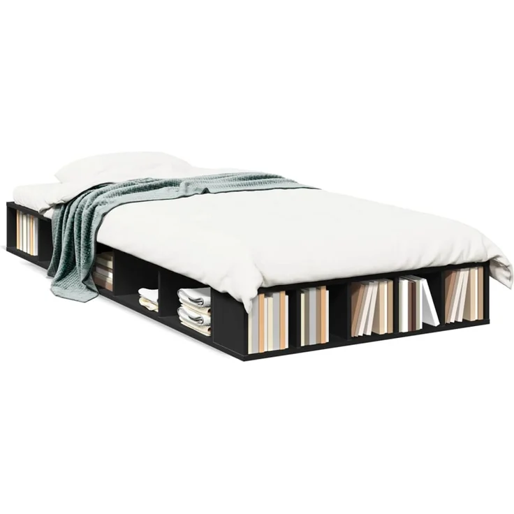 vidaXL Bettgestell Schwarz 90x200 cm Holzwerkstoff 3280518 – Bild 2