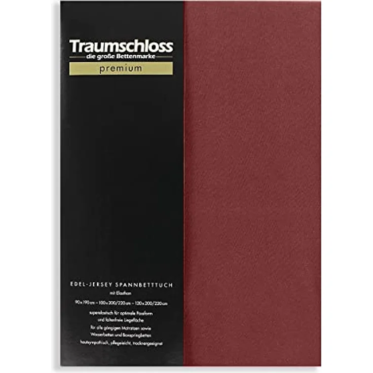 Traumschloss Premium Edel-Jersey Spannbettlaken bordeaux 180-200x200-220 – Bild 2