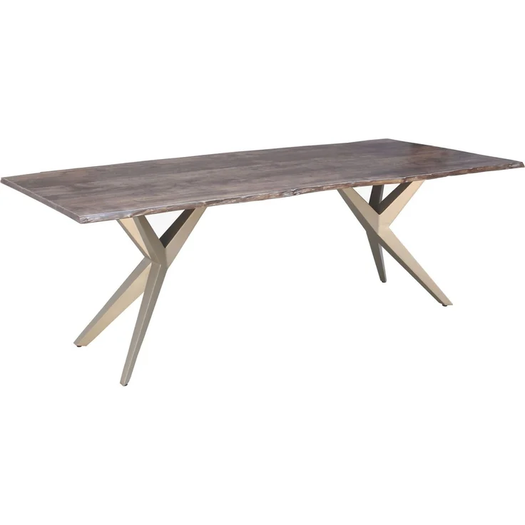 Baumtisch Akazie 160x90x76 grau lackiert Beine silber matt FREEFORM 4 #26 – Bild 1