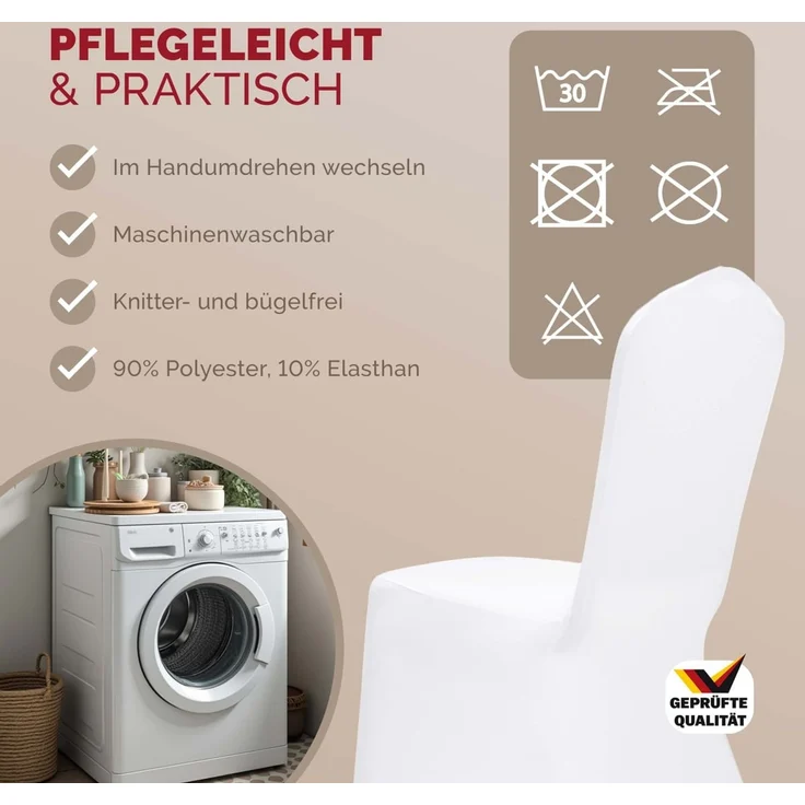 DETEX® 4er Set Stretch Hussen Weiß Hochzeit Stuhl Bezug – Bild 5