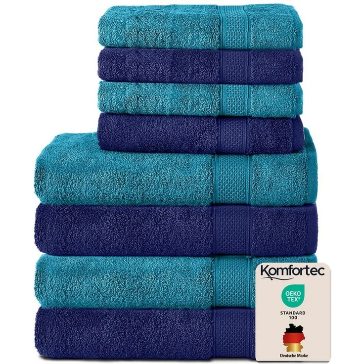 Komfortec Handtuch Set aus 100% Baumwolle, 4 Handtücher 50x100 cm und 4 Badetücher 70x140 cm, Frottee (Packung, 8-St), Duschtücher & Badehandtuch, Weich, Towel, Groß – Bild 1