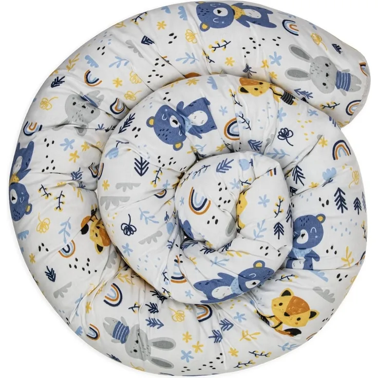 LULANDO® Nestchenschlange für Babys – 190 cm Bettschlange - Stillkissen - Bettkantenschutz - Bettkissen - Bettumrandung - Bettrolle - Standard 100 von Oeko-Tex (GRAU TEDDYBÄREN)