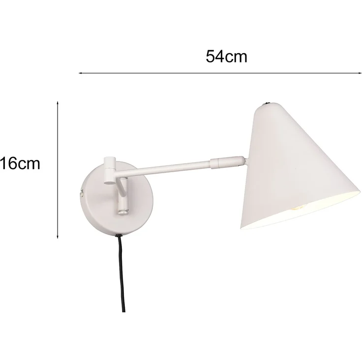 LED Wandleuchte mit Stecker, Schalter und Schwenkarm, Hellgrau, Höhe 16cm – Bild 3