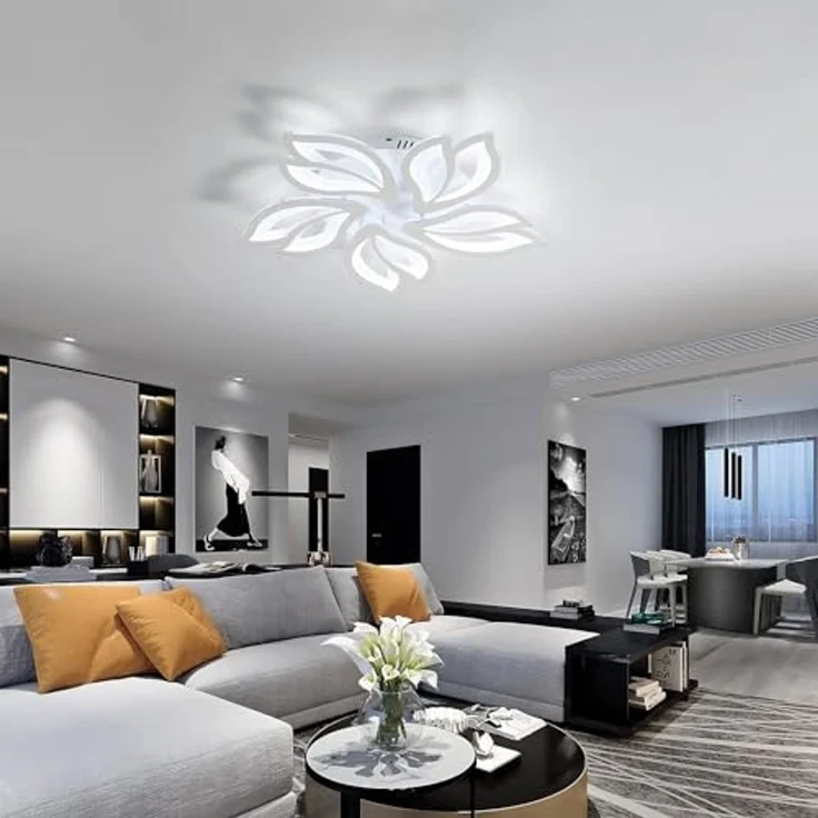 Comely LED Deckenleuchte, 65W Moderne Kronleuchter Lampe, 5 Köpfe Petal LED Deckenlampe 7200LM Für Wohnzimmer Küche Schlafzimmer, 6500K Kalt Weiß – Bild 6