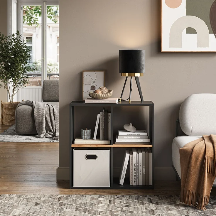 Raumteiler Tetra Anthrazit/Goldkraft Eiche 72 x 72.6 cm Vicco – Bild 5