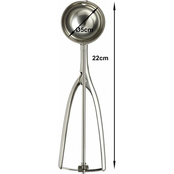 Koopman Eisportionierer Eiskugelformer Edelstahl 22 cm Eislöffel Kugelformer Eiskugeln, Ø 5cm, Edelstahl, Hebelmechanismus, Gastronomie, Eiskugelportionierer – Bild 2