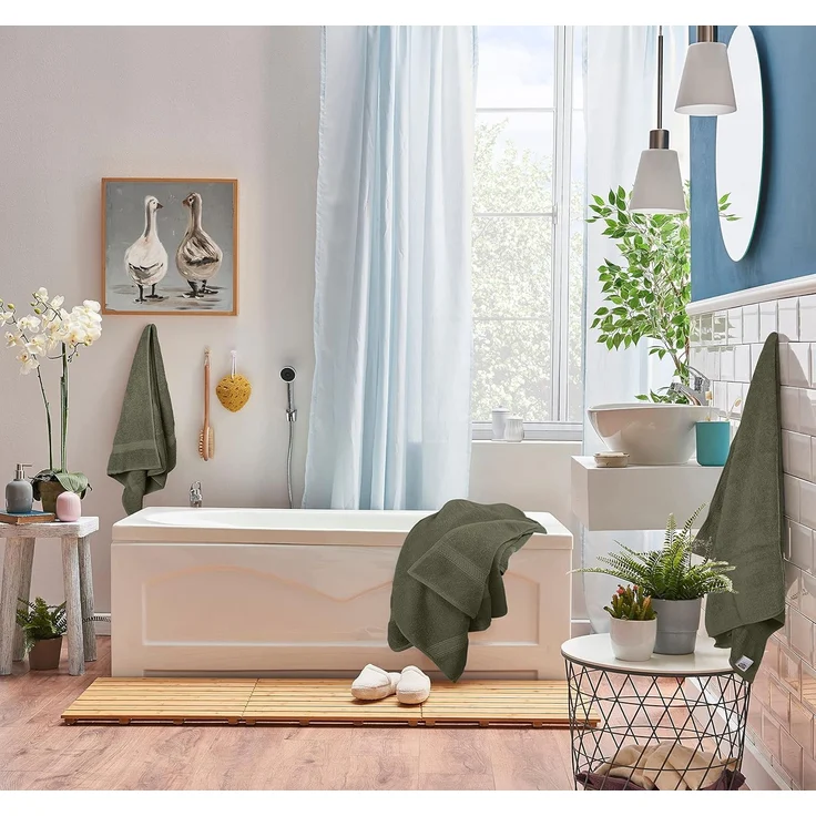 Utopia Towels 8-teiliges Premium-Handtuch-Set, 2 Badetücher, 2 Handtücher und 4 Waschlappen, 600 g/m², 100% ringgesponnene Baumwolle, Fitnessstudio, Hotel und Spa (Dusty Olive) – Bild 5