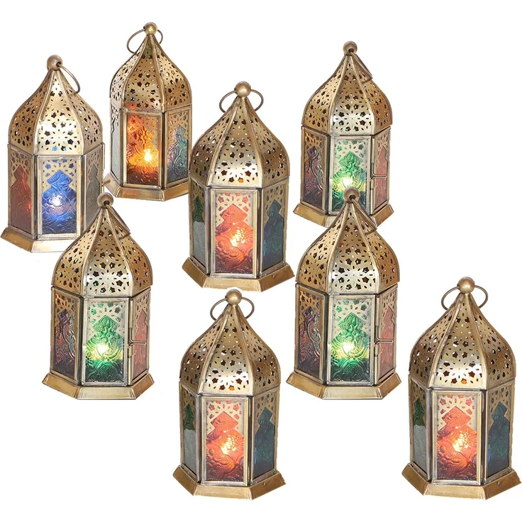 Orientalische Glas-Windlichter Nael Multifarbig 8er Set – Bild 3