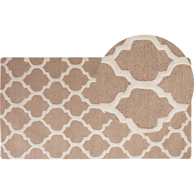 Teppich beige 80x150 cm marokkanisches Muster Kurzflor ERBAA