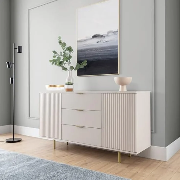 Lomadox Sideboard NADOR-132, 150cm breit, Kaschmir, goldfarbene Metallgriffe und -füße – Bild 2
