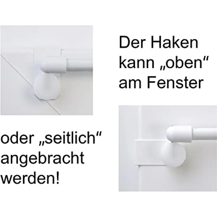 dekondo Fensterhaken Dekohaken Dekoklipp Fensterklipp Gardinenhaken, weiß, für einen Klemmbereich (Rahmenstärke des Fensters/Fensterdicke) von 10-25 mm - wählen Sie die richtige Größe beim Kauf aus, (10-St), oben oder seitlich am Fenster zu befestigen – Bild 9
